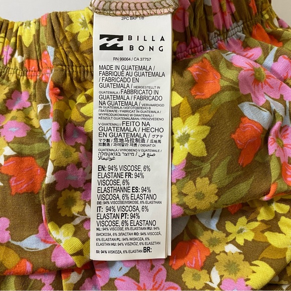 NWT Billabong Medium Floral Going High Flare Pants - Picture 6 of 9